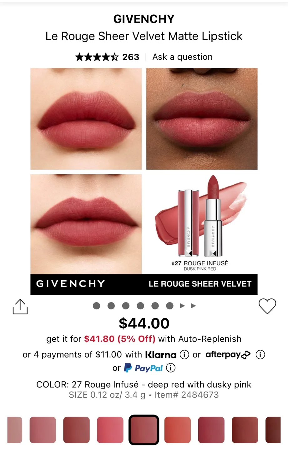 Givenchy Le Rouge Sheer Velvet Matte Lipstick - 27 image indicator(2)