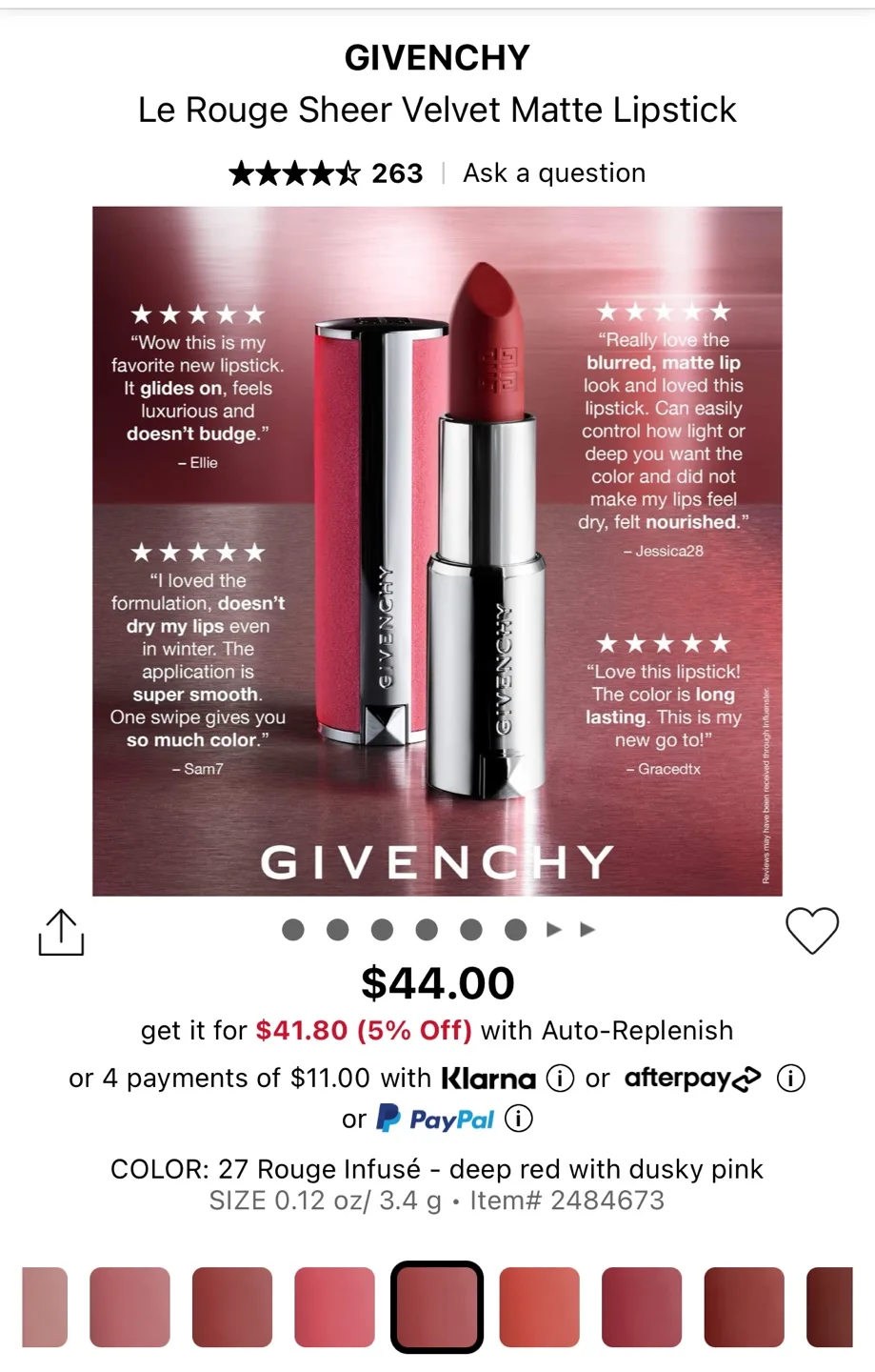 Givenchy Le Rouge Sheer Velvet Matte Lipstick - 27 image indicator(5)