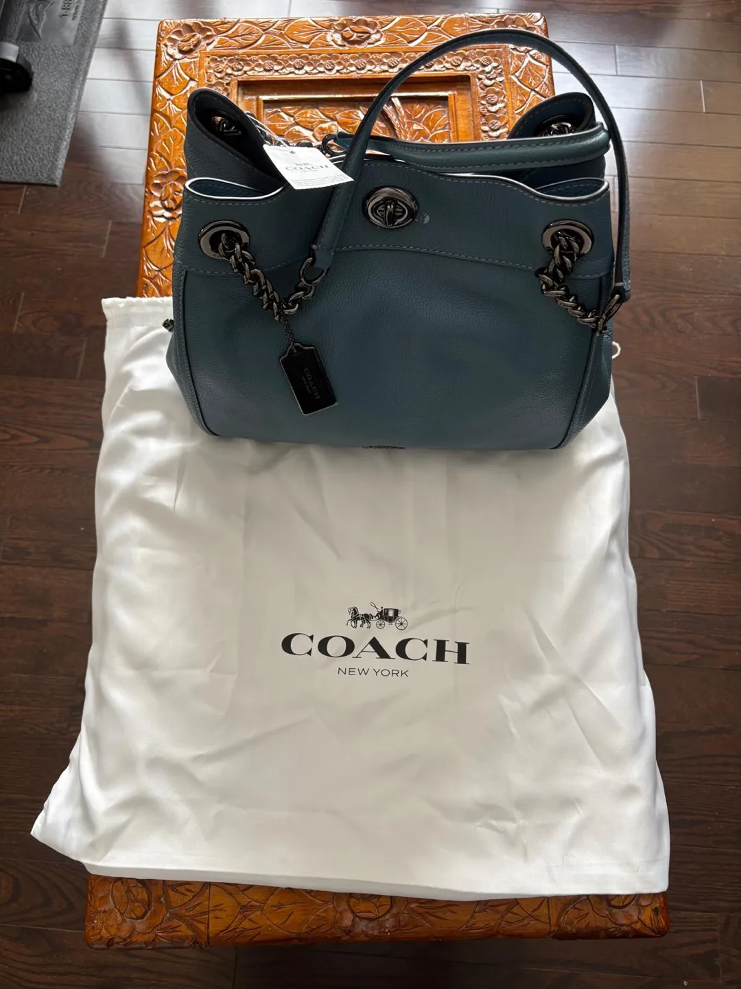 Coach Pebbled Leather Chain Shoulder Bag image indicator(4)