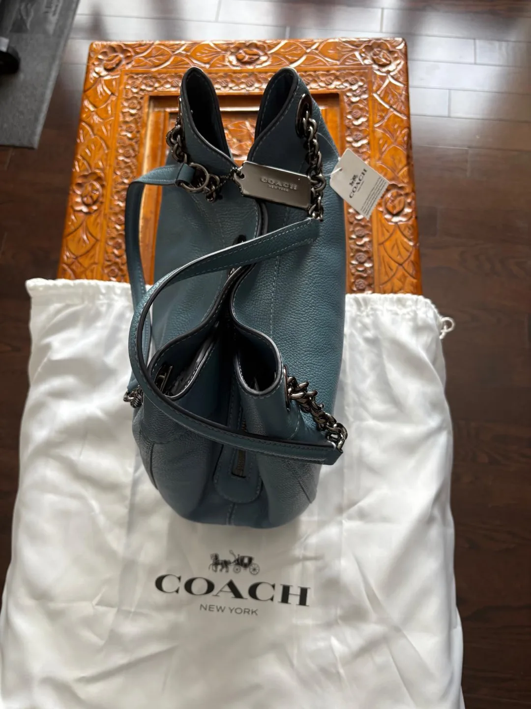 Coach Pebbled Leather Chain Shoulder Bag image indicator(3)