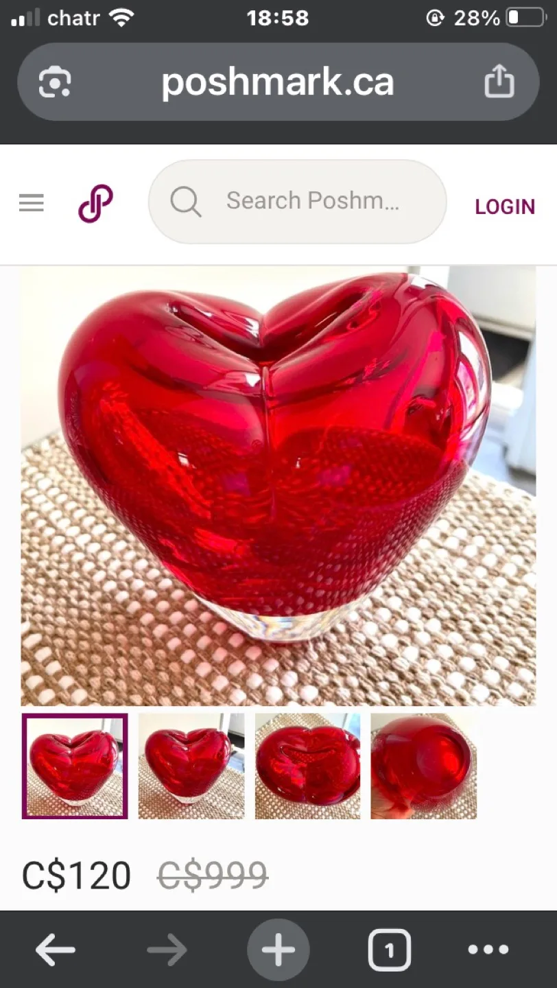 Vintage Murano Style Large Heart. image indicator(6)