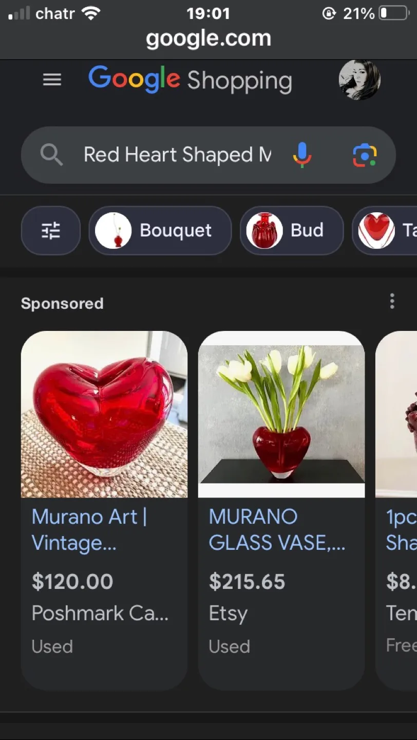 Vintage Murano Style Large Heart. image indicator(8)