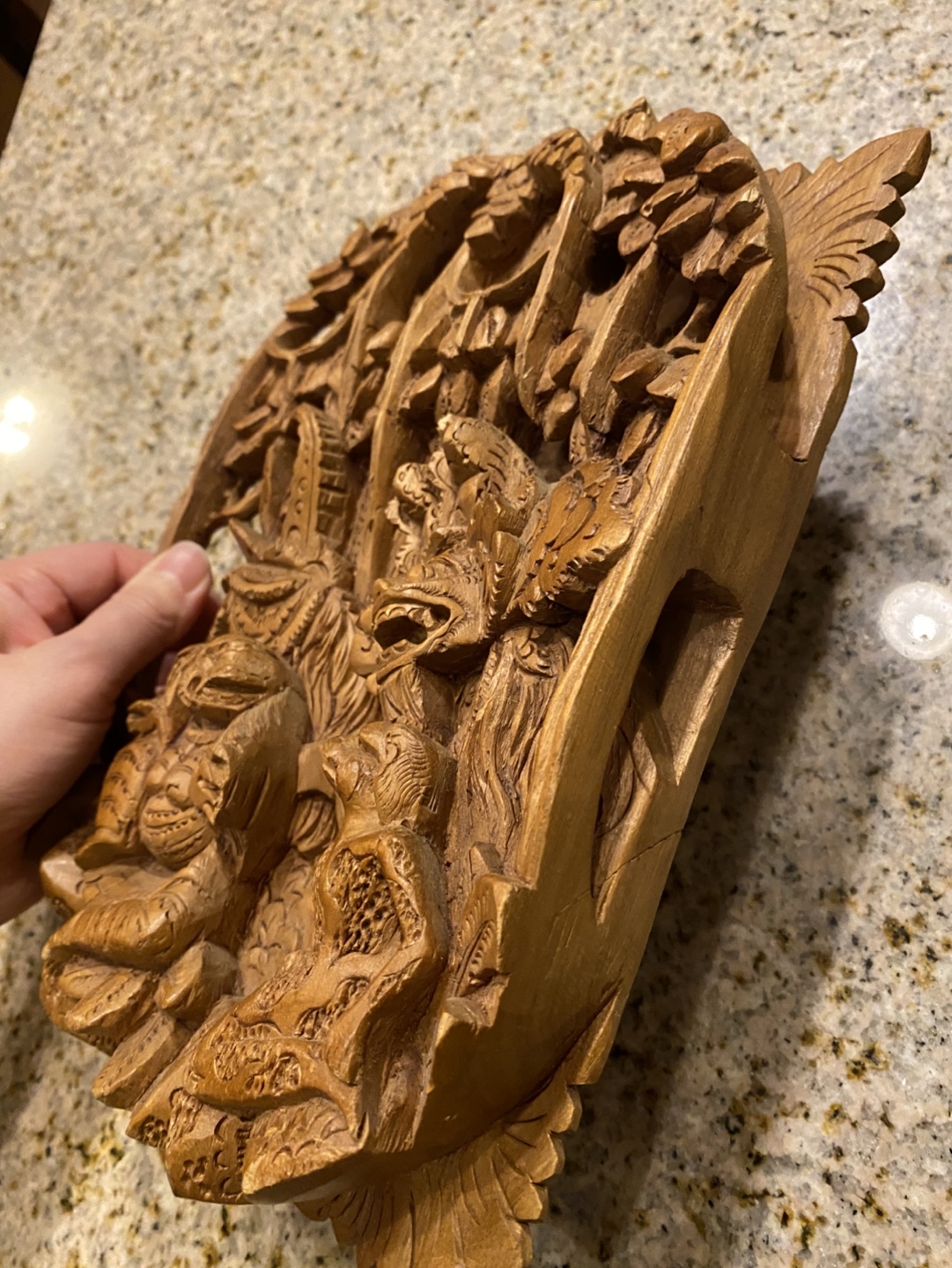 Hand-Carved Balinese Wooden Wall Hanging - photo 3