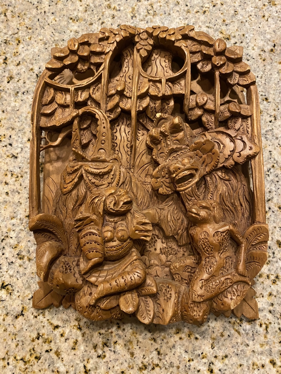 Hand-Carved Balinese Wooden Wall Hanging