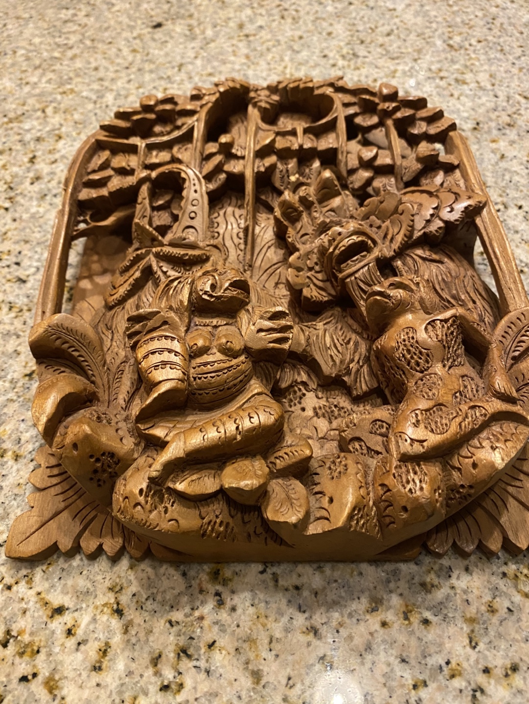 Hand-Carved Balinese Wooden Wall Hanging - photo 2
