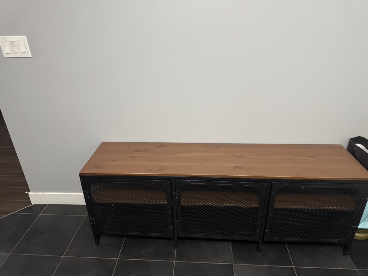 Industrial-Style Storage Cabinet with Wooden Top