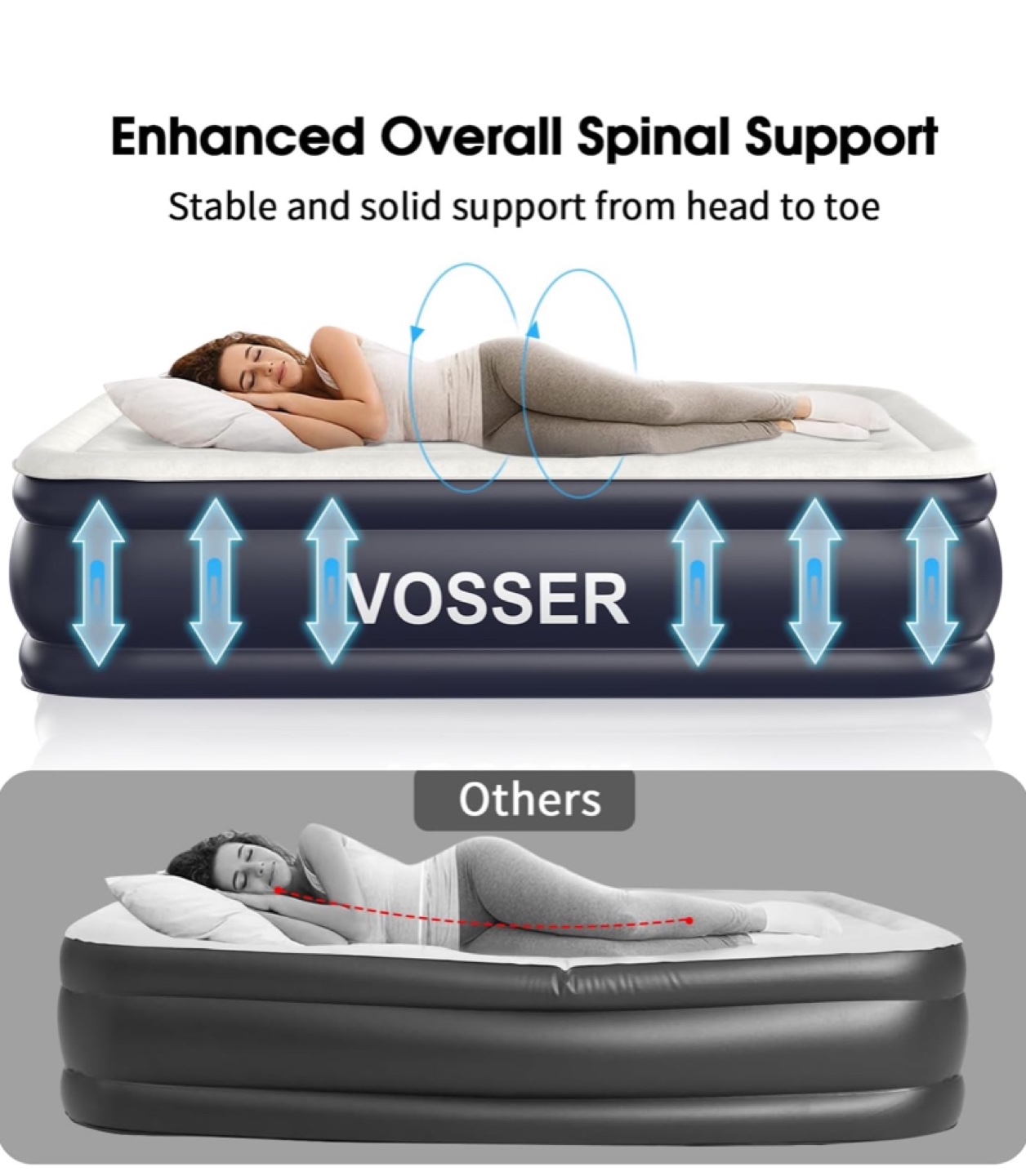 Vosser 18” Air Mattress with Built-in Pump - Full Size - photo 2