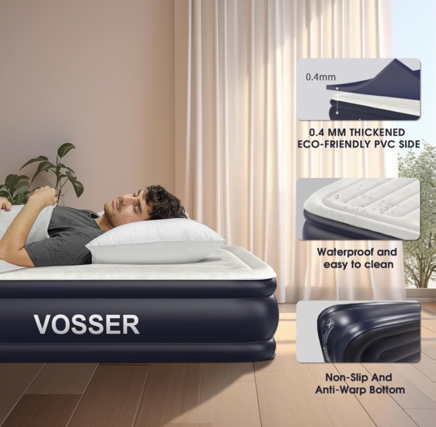Vosser 18” Air Mattress with Built-in Pump - Full Size - photo 3