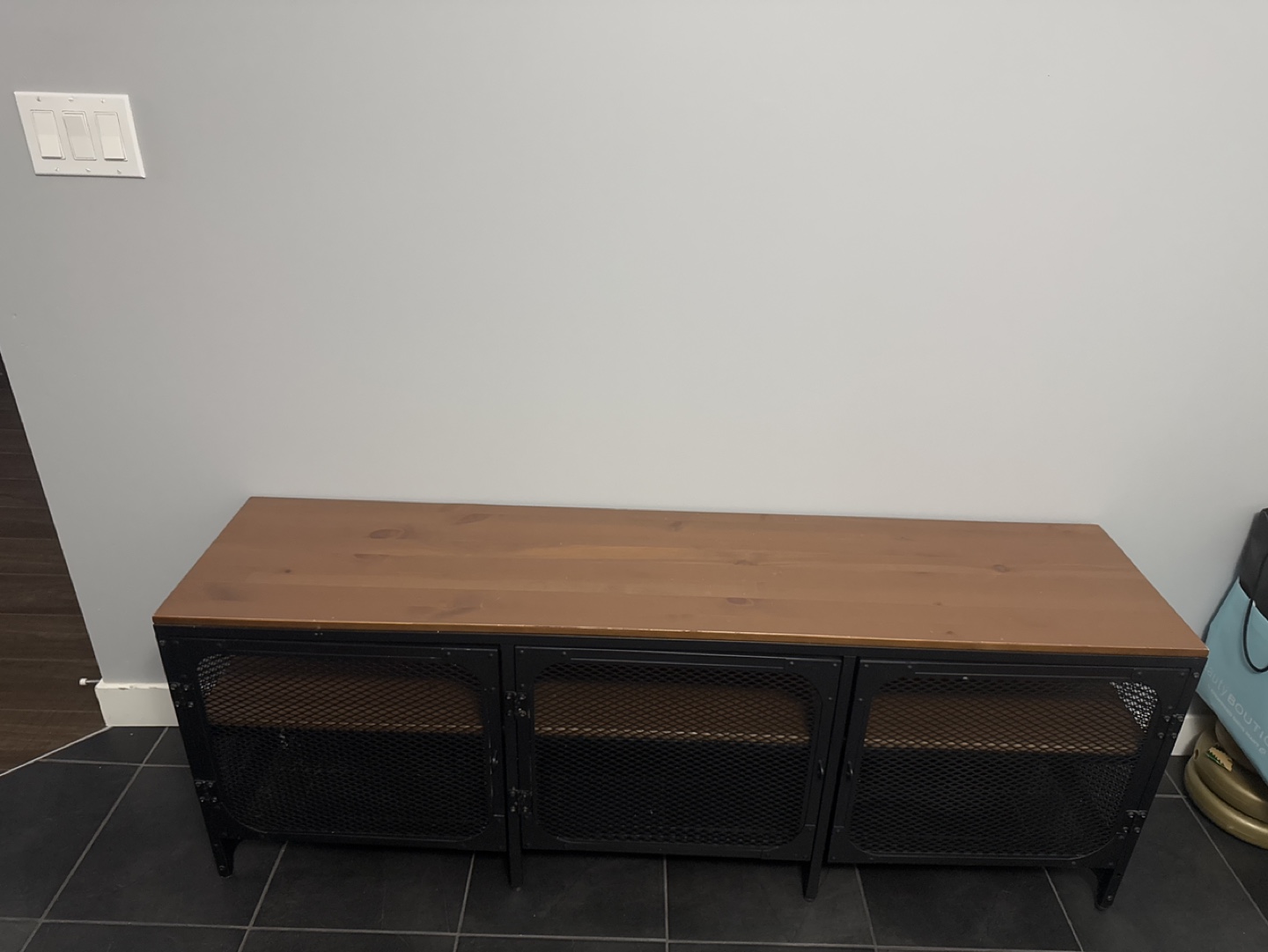 Industrial-Style Storage Cabinet with Wooden Top - photo 3