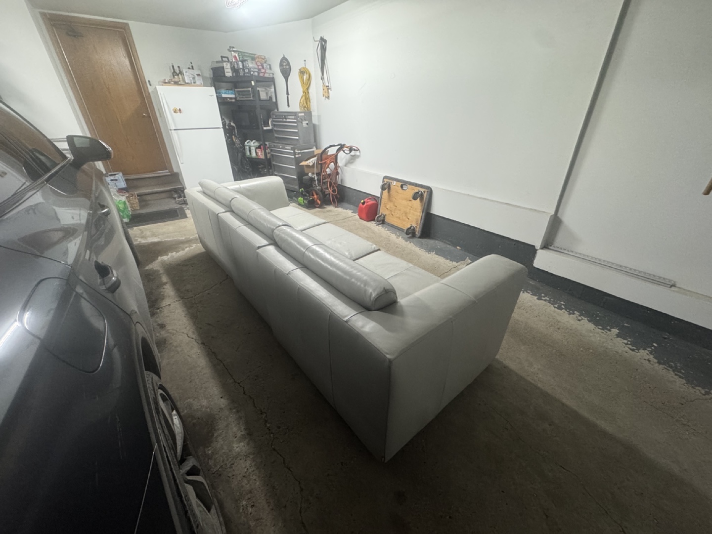EQ3 - Modern off-white/grey leather modular sofa - photo 3