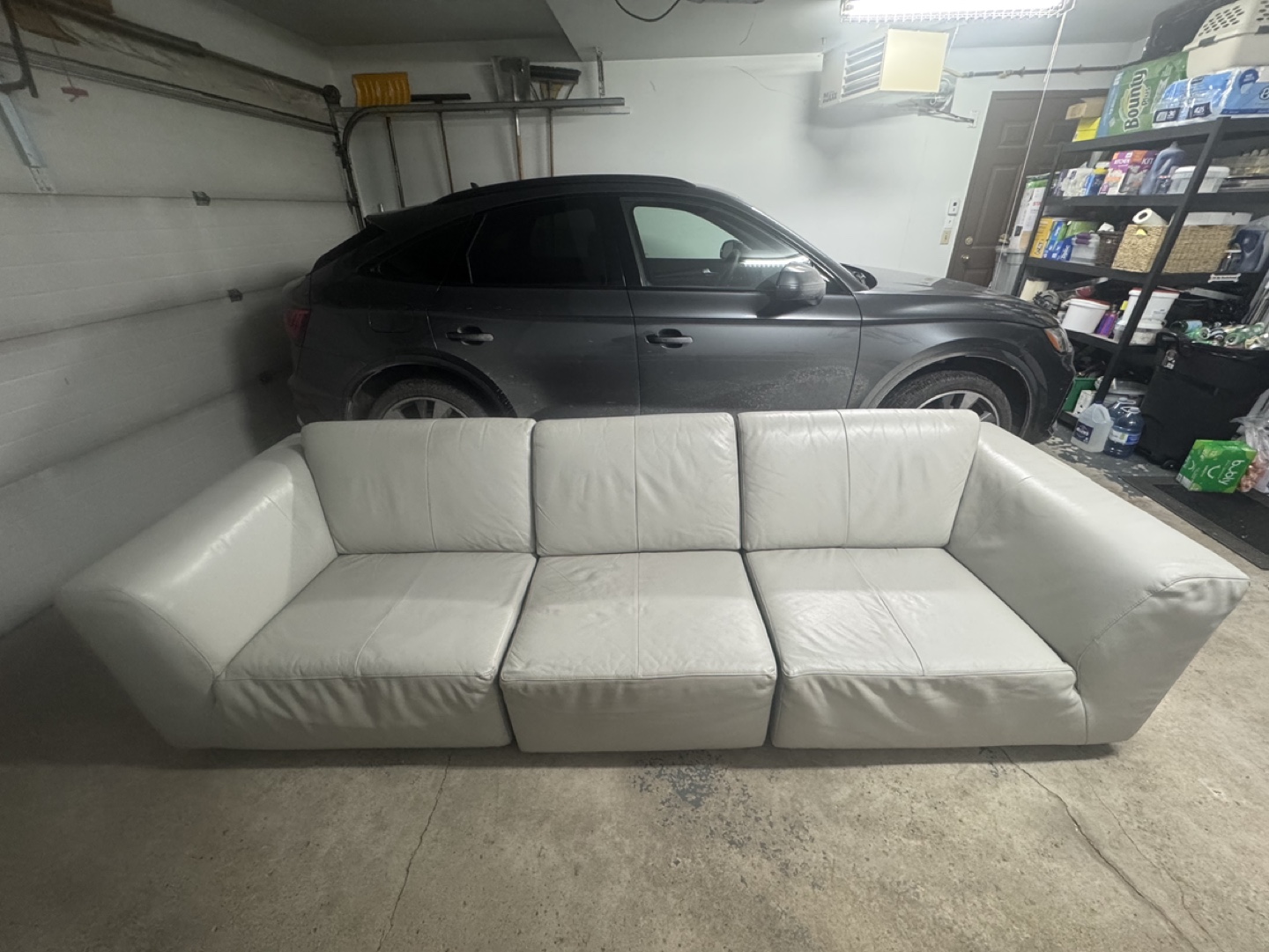 EQ3 - Modern off-white/grey leather modular sofa