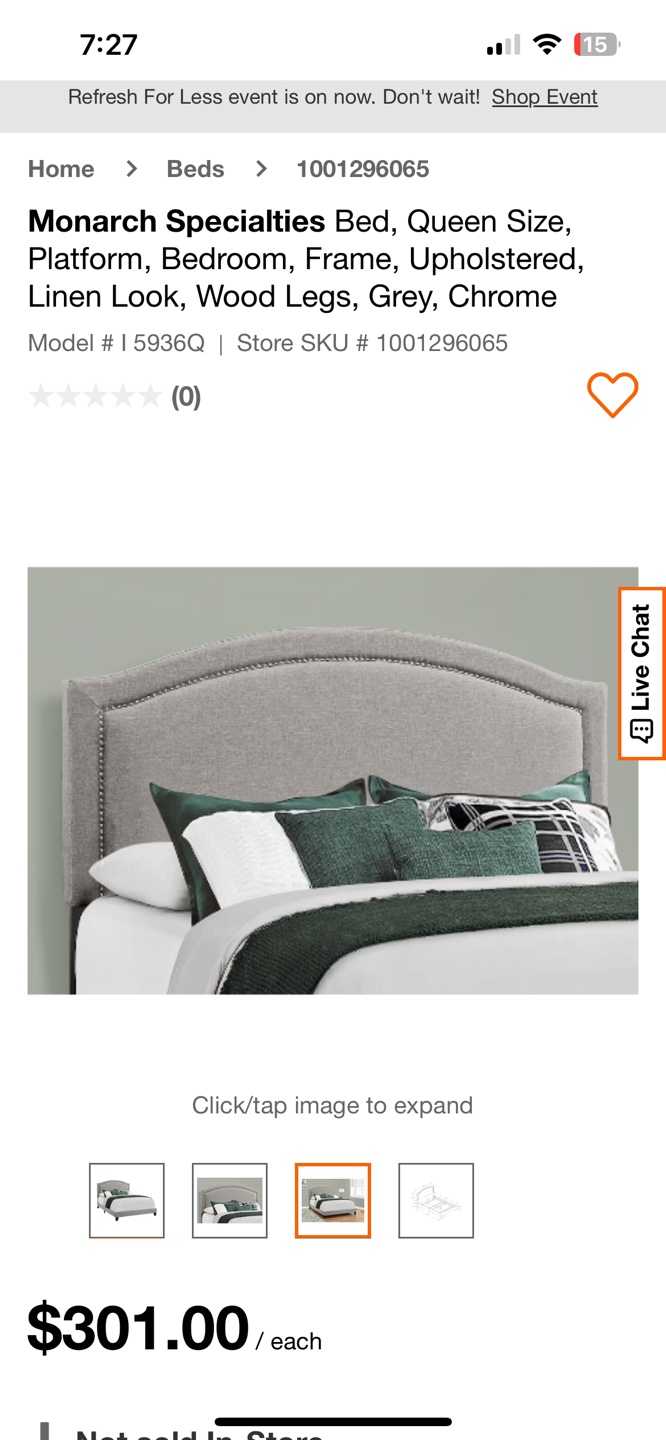 Queen Bed Frame - Grey Upholstered Platform Bed - photo 2
