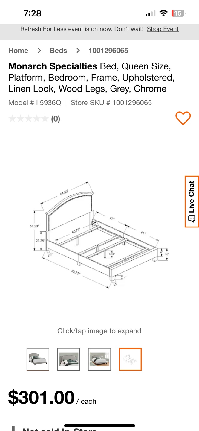 Queen Bed Frame - Grey Upholstered Platform Bed - photo 3