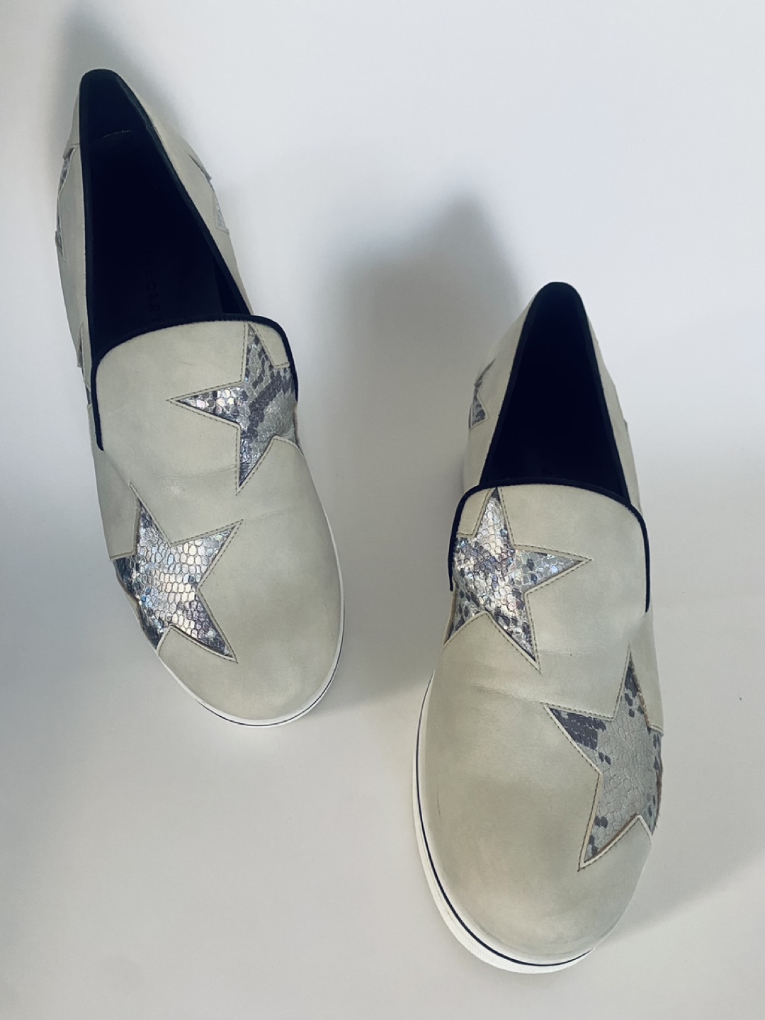 Stella McCartney BINX Beige & Silver Star Platform Slip-On Shoes - photo 4