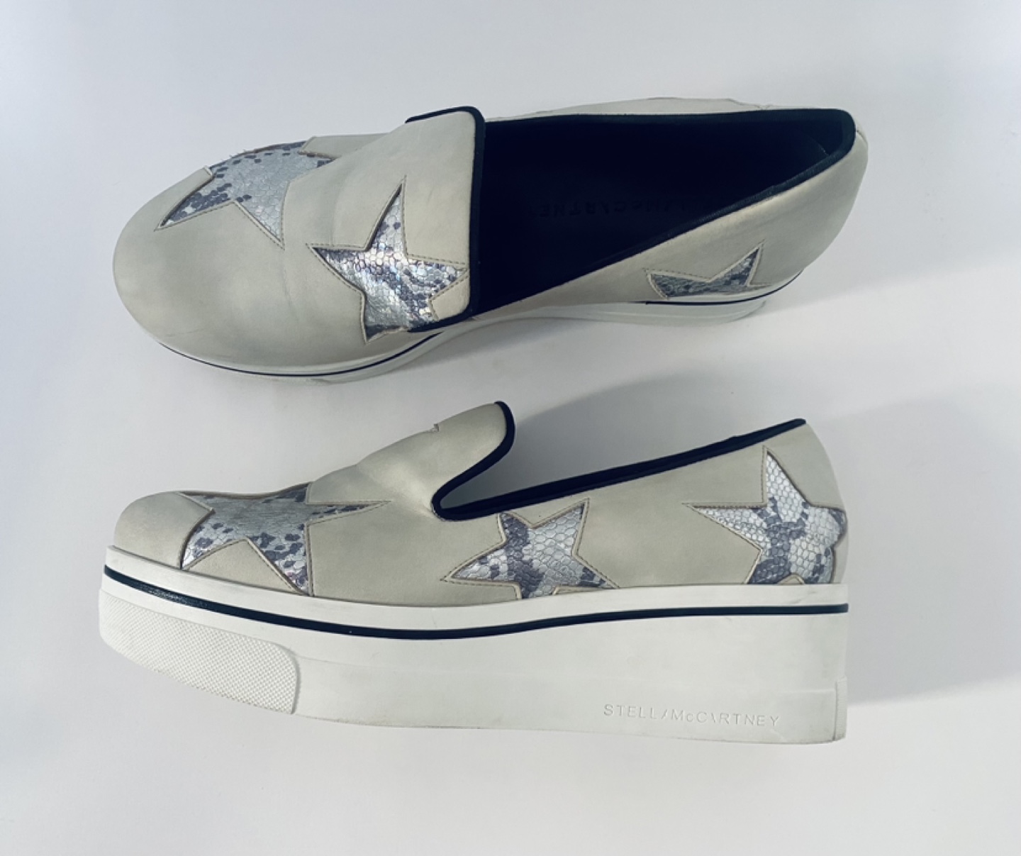 Stella McCartney BINX Beige & Silver Star Platform Slip-On Shoes - photo 3