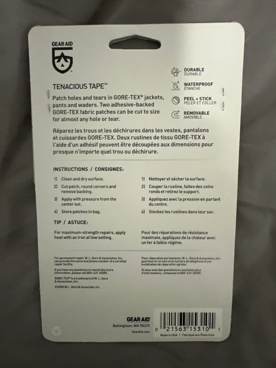 Gear Aid Tenacious Tape Gore-Tex Fabric Patches image indicator(2)