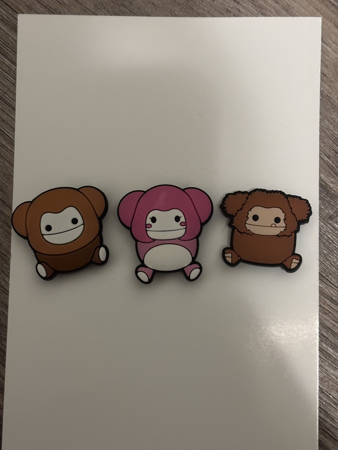 Three adorable squishmallow monkey Jibbitz charms