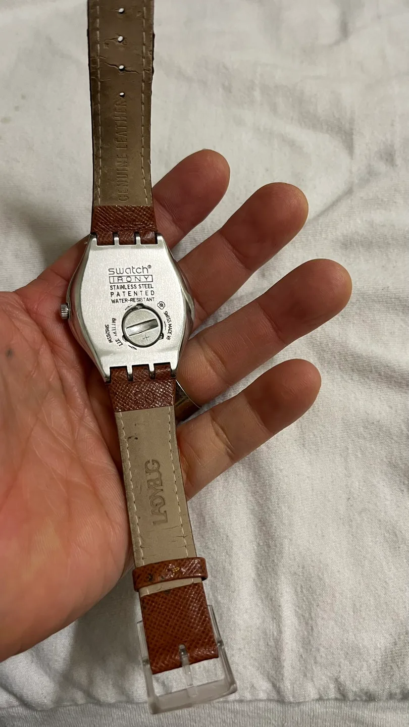 Swatch Irony watch with brown leather band image indicator(4)