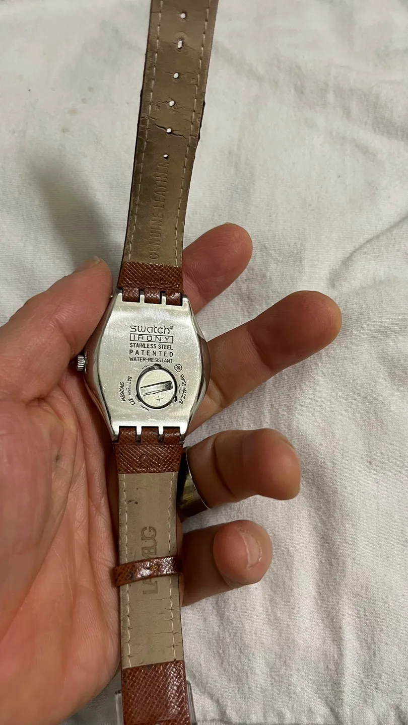 Swatch Irony watch with brown leather band image indicator(2)