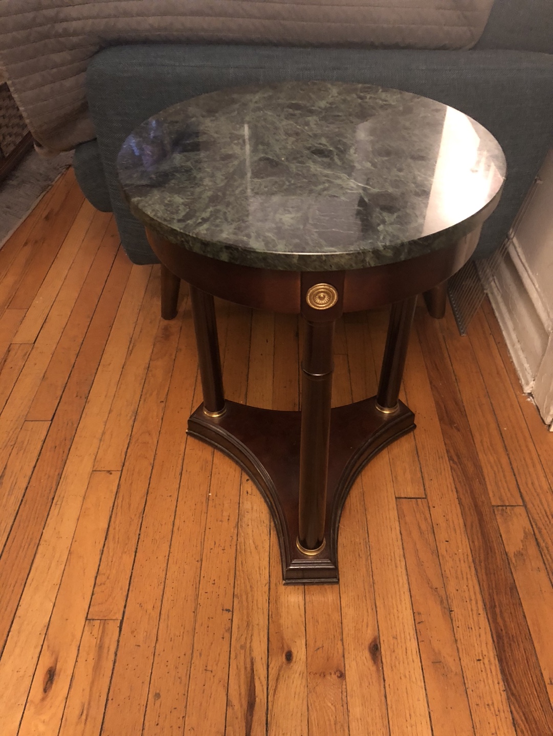 Round Green Marble Top Side/End Table by Bombay Co.