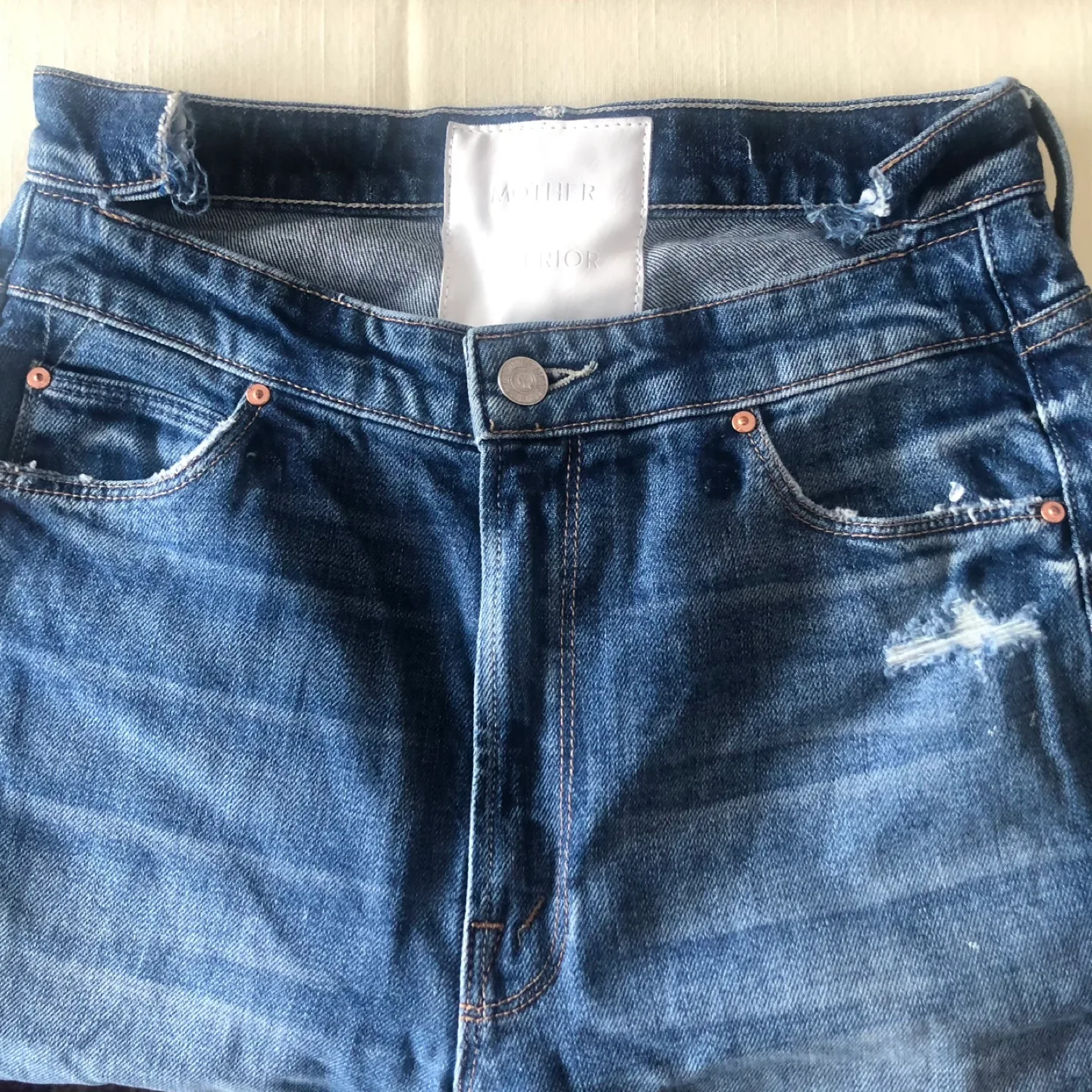 MOTHER The Dazzler Shift  Crop Jeans, Size 27, Distressed Denim image indicator(3)