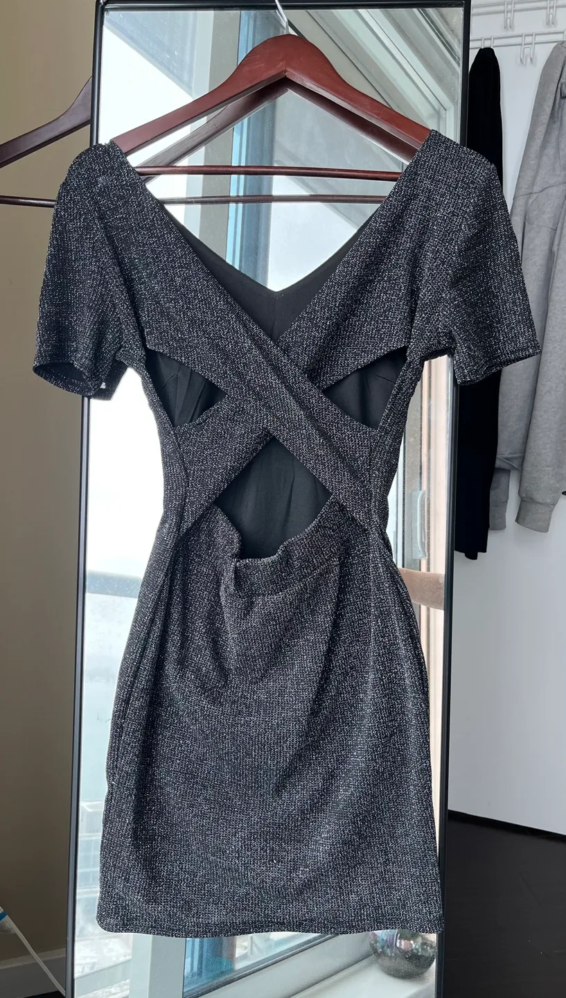 Sparkly body con dress with criss cross back (S) image indicator(2)