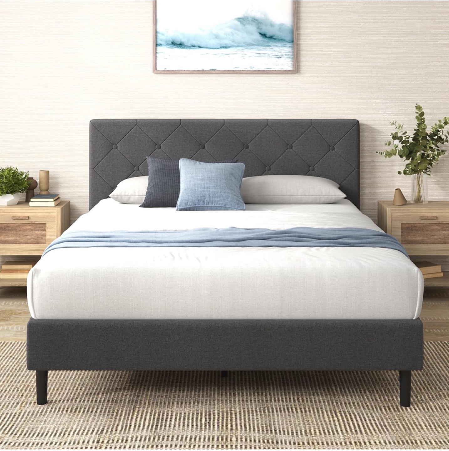 Bed Frame, Queen, Dark Grey - photo 4