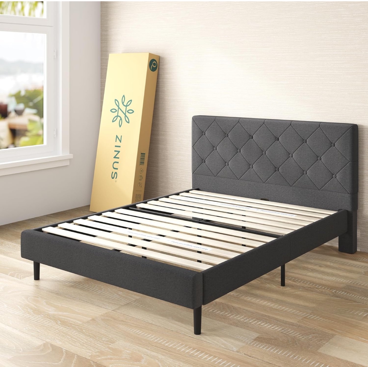 Bed Frame, Queen, Dark Grey