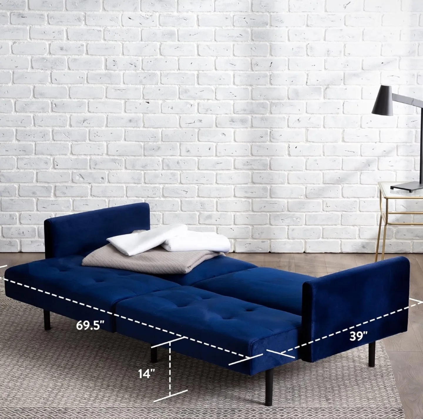 Navy Blue Velvet Futon Sofa Bed image indicator(5)
