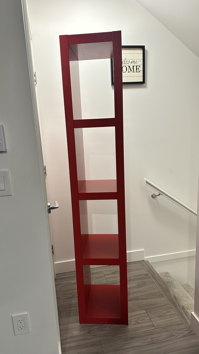 Red IKEA Kallax 4-cube shelving unit - photo 3