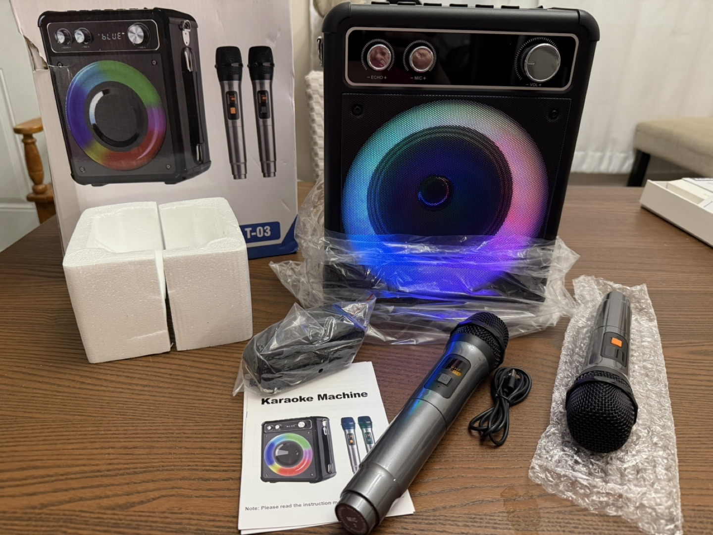 VOSOCO Karaoke Machine with 2 Wireless Microphones - photo 3