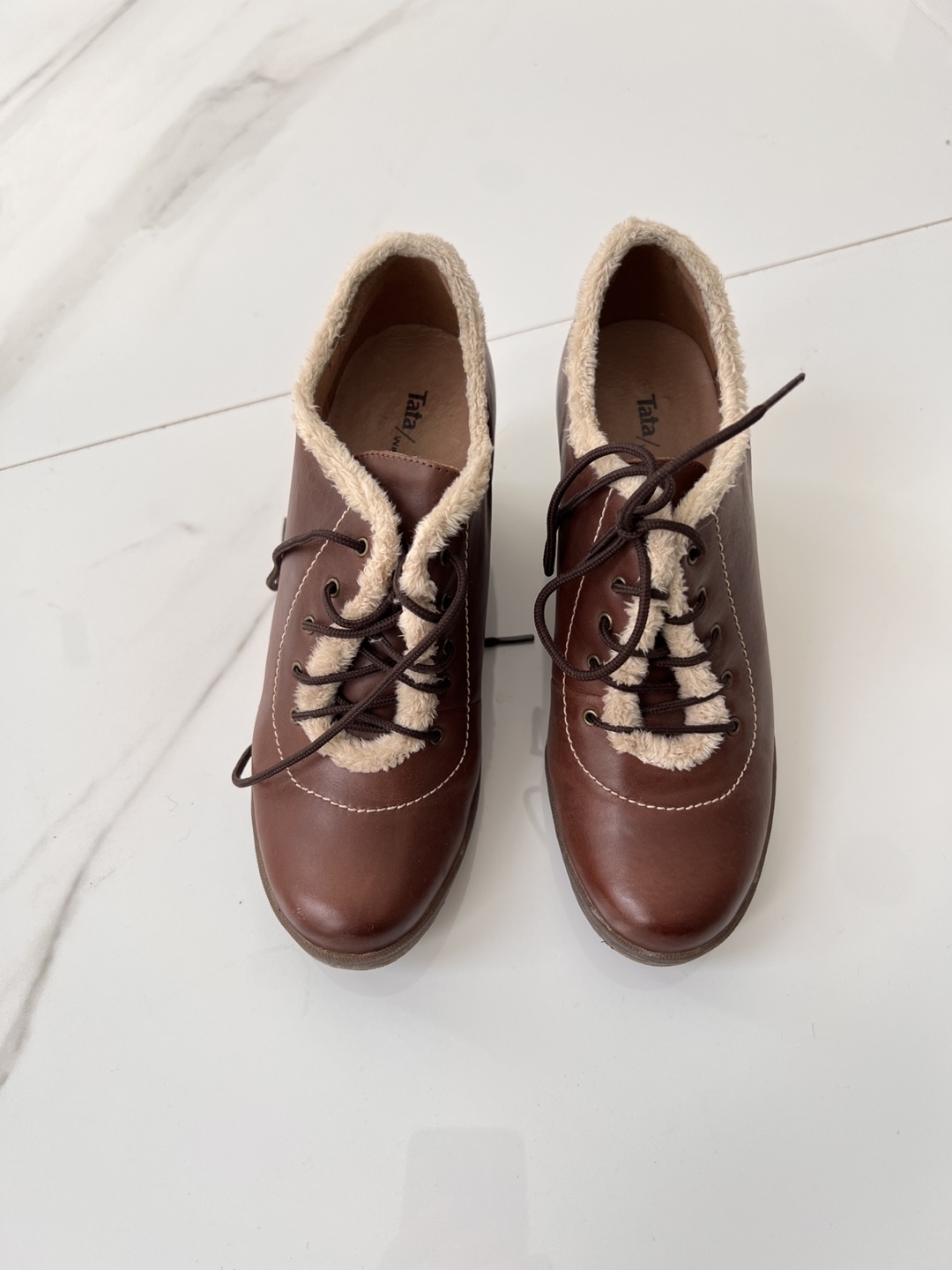 Brown Wedge Booties Size 5