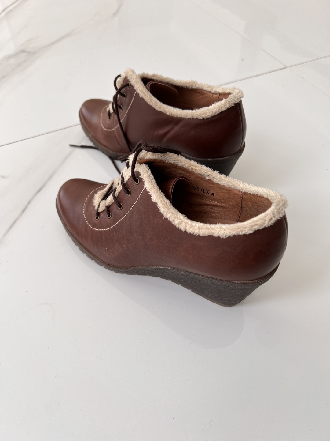 Brown Wedge Booties Size 5 - photo 3