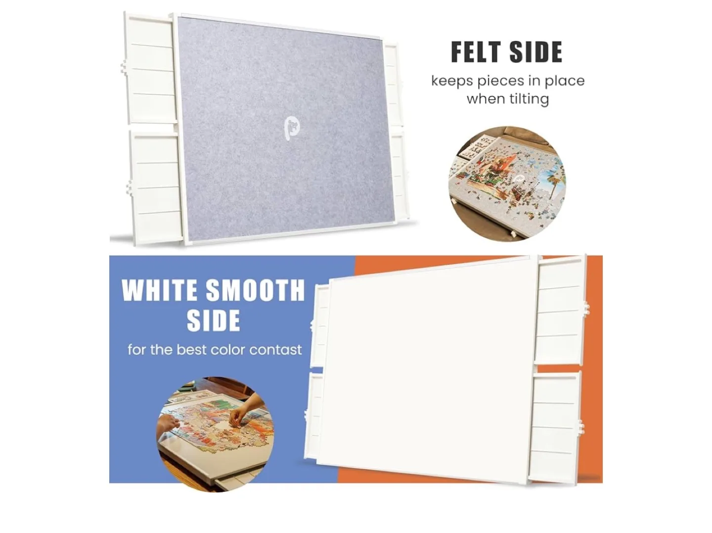 Large Rotating Puzzle Board/Table with Storage - White image indicator(2)