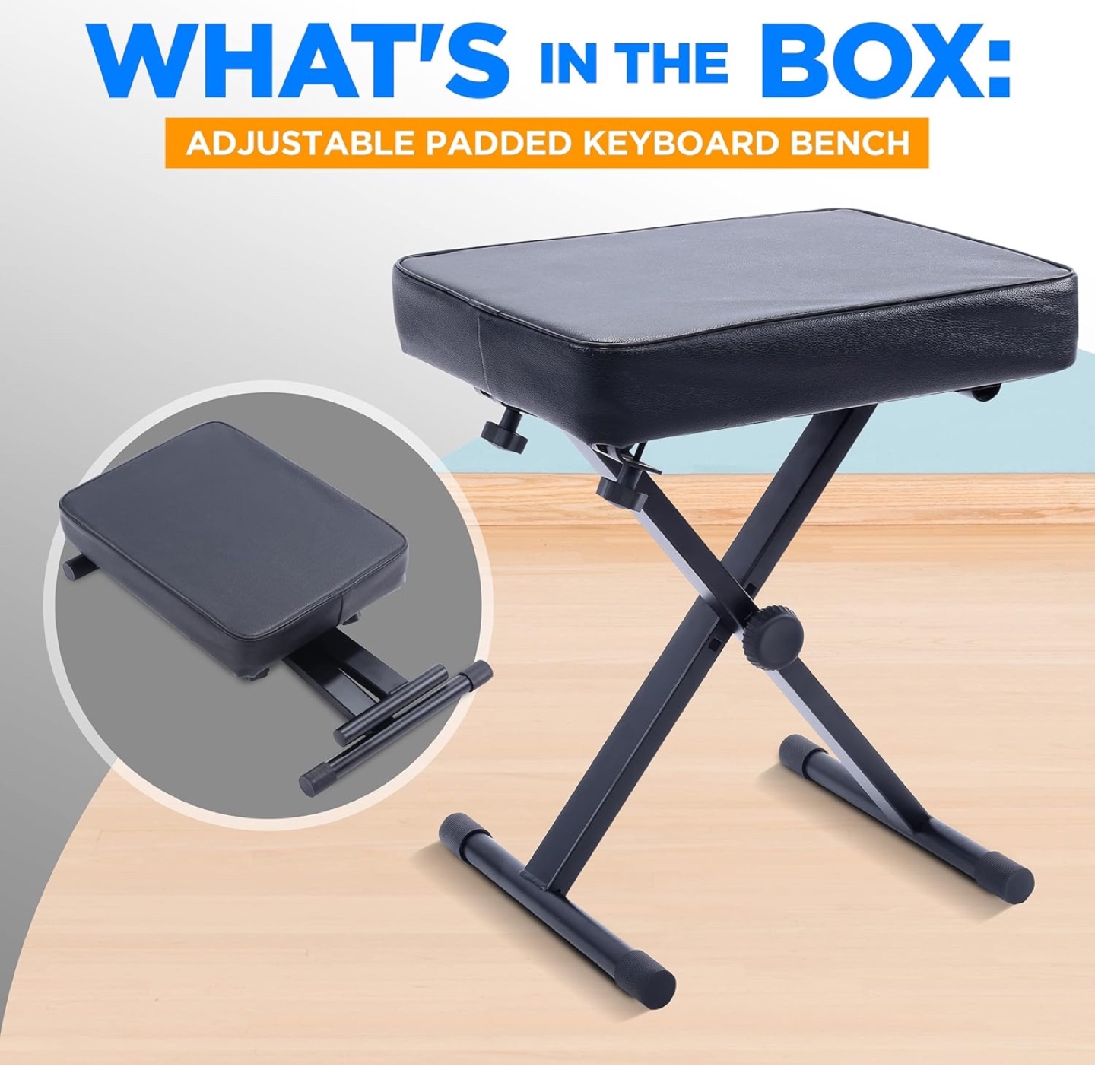 Pyle Adjustable Padded Keyboard Bench - photo 3