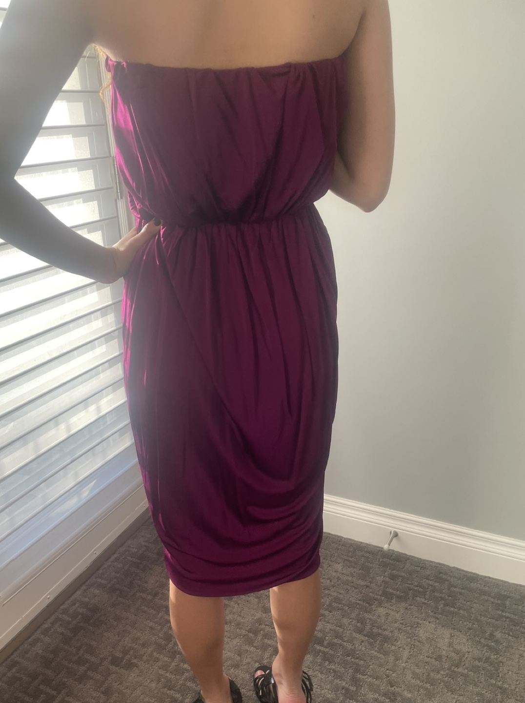 New Rachel Roy Purple Strapless Midi Dress
