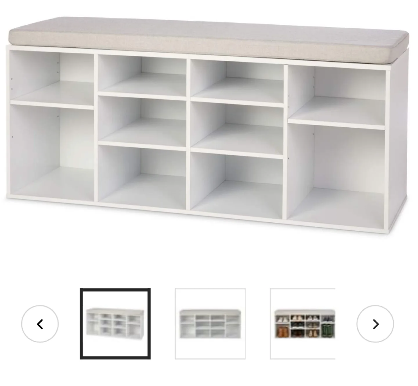 White Shoe Storage Bench with Cushioned Top image indicator(4)