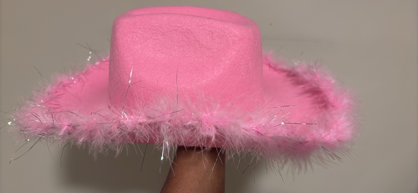 Pink Cowgirl Hat with Feathers