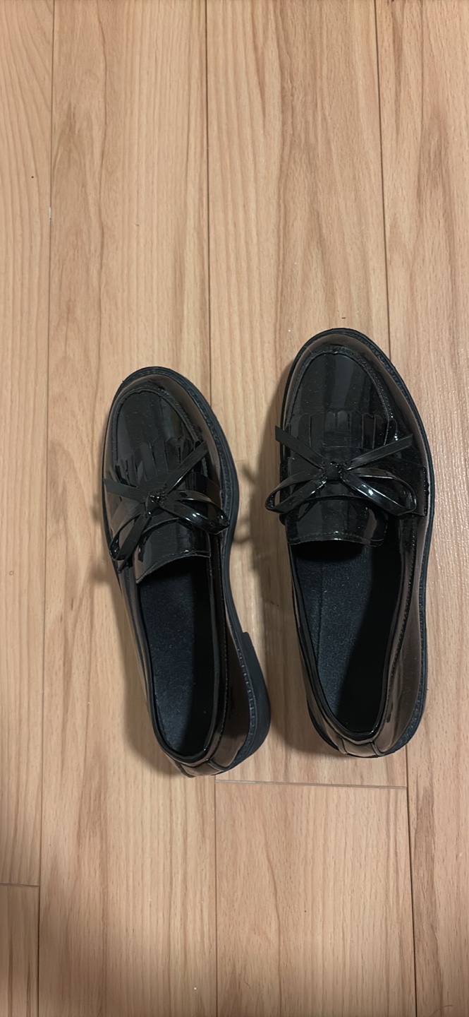 Black Leather Loafers with Bow