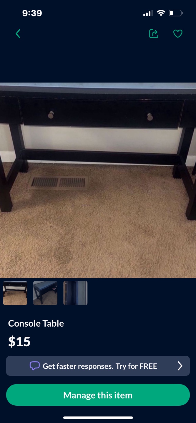 Console Table with Glass Top - photo 2