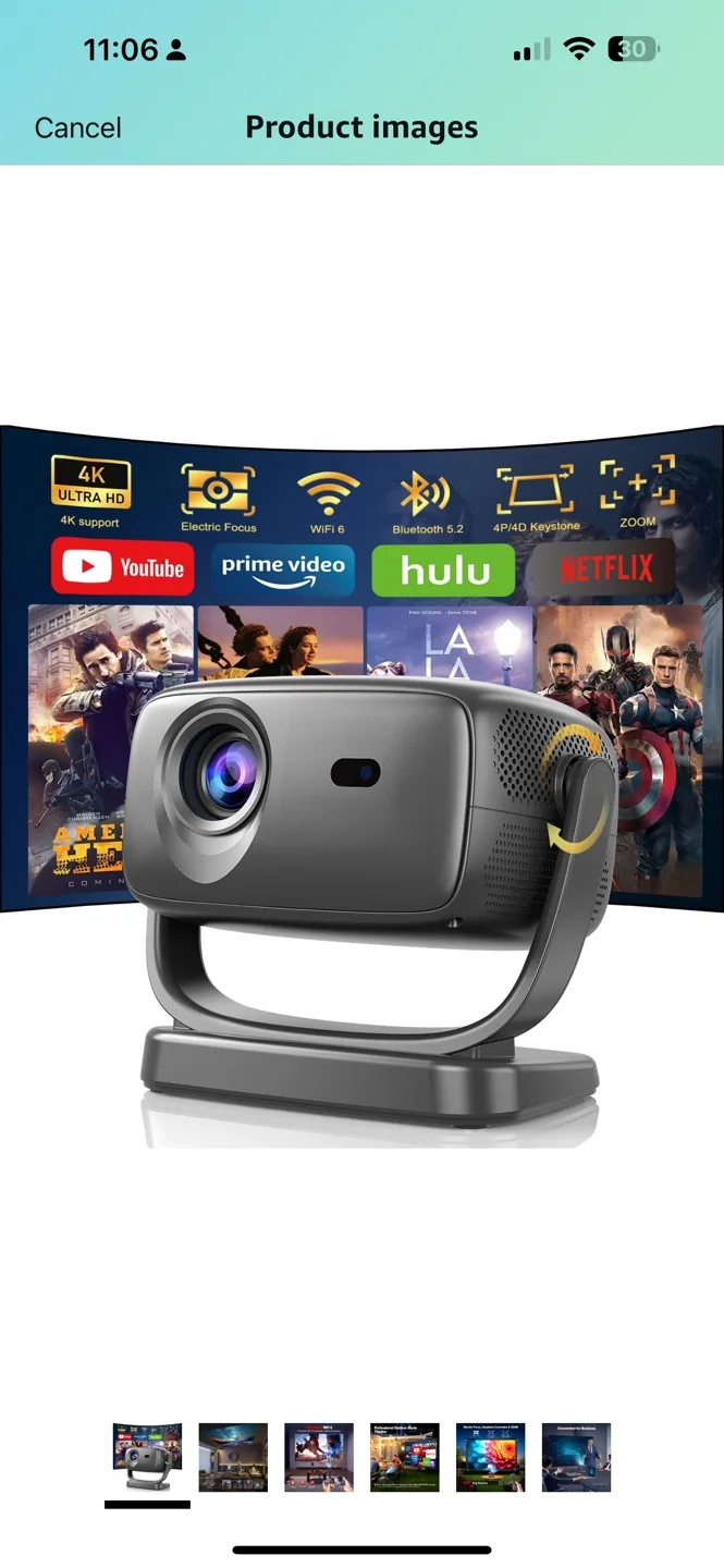 Portable Projector with Streaming Apps - 220" Display image indicator(2)