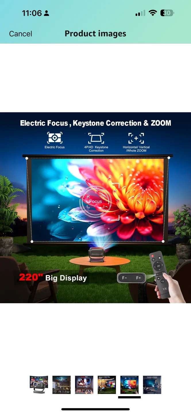 Portable Projector with Streaming Apps - 220" Display image indicator(5)