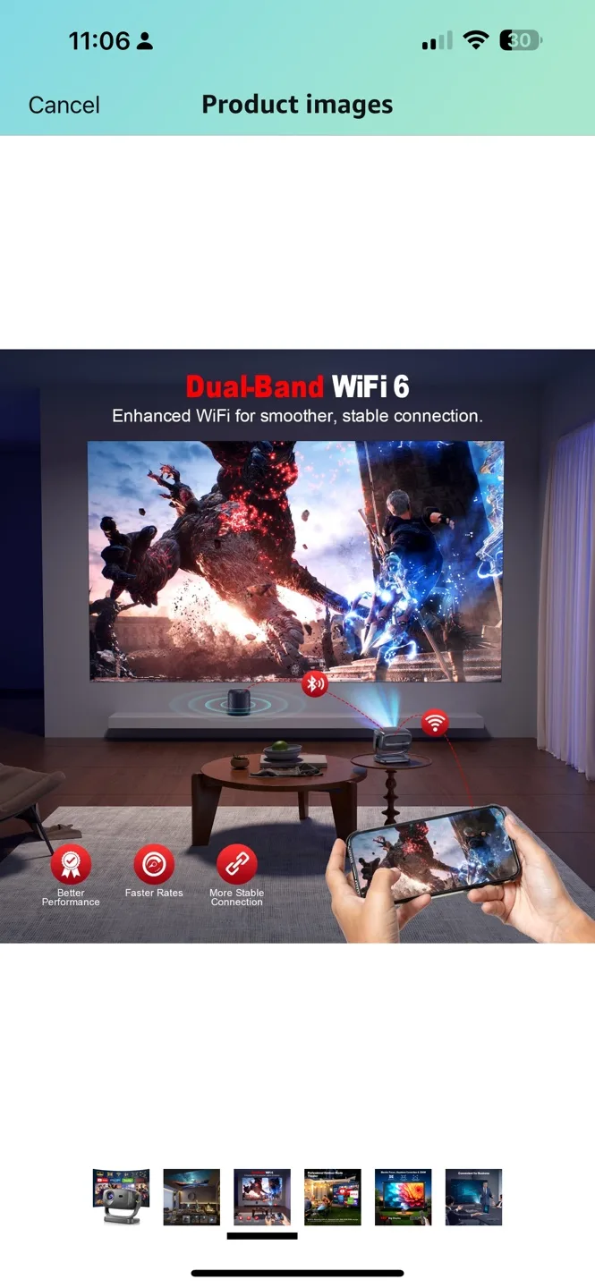 Portable Projector with Streaming Apps - 220" Display image indicator(3)