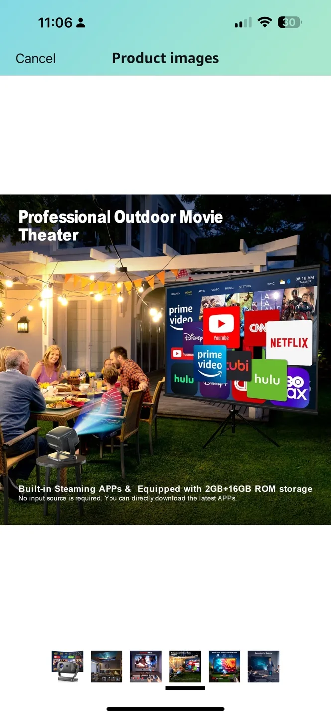 Portable Projector with Streaming Apps - 220" Display image indicator(4)