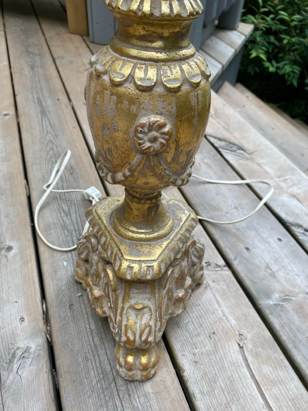 ⭐️2 gilded antique wood alter pricket candlesticks made to lamps image indicator(6)