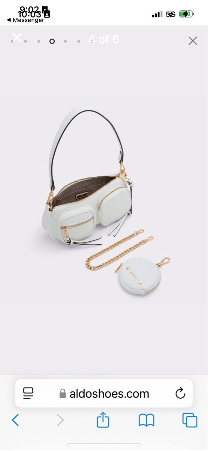 Aldo Women's White Bag with Chain Strap & Coin Purse - photo 2