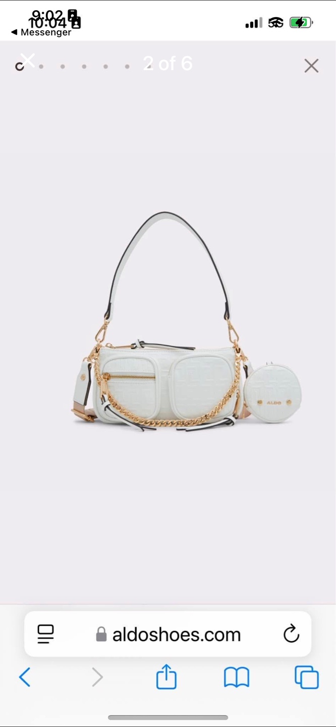 Aldo Women's White Bag with Chain Strap & Coin Purse