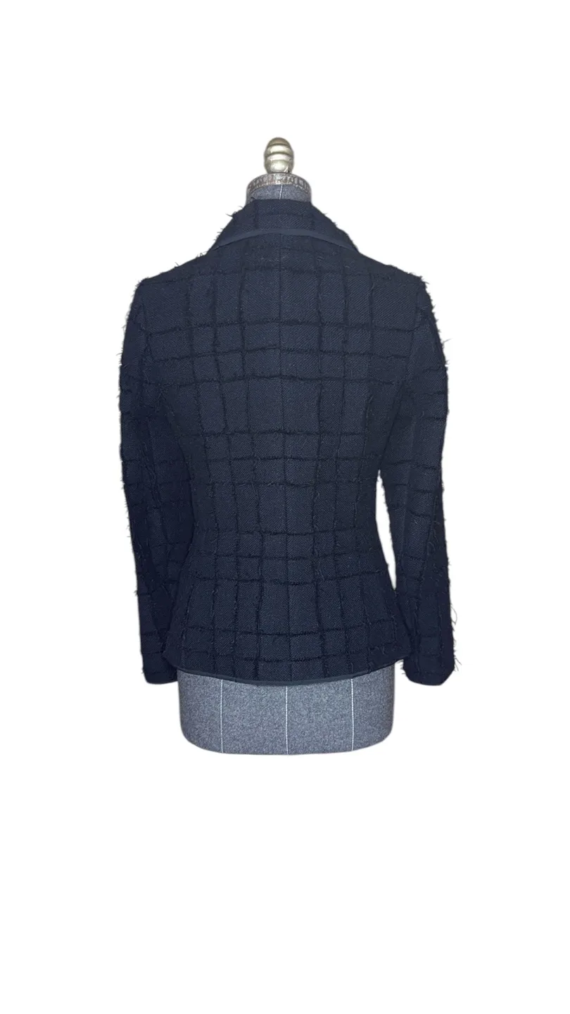 Pink Tartan Black fitted Blazer textured fabric image indicator(5)