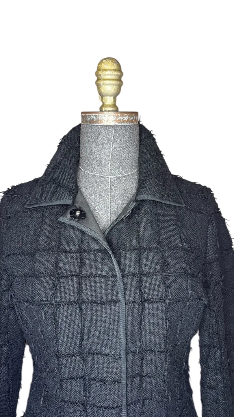 Pink Tartan Black fitted Blazer textured fabric image indicator(2)