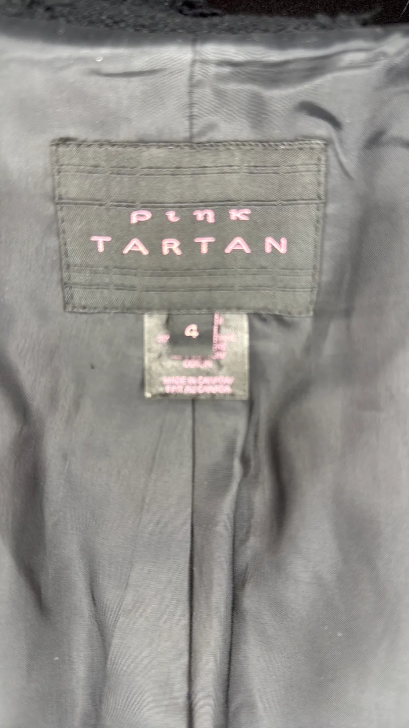 Pink Tartan Black fitted Blazer textured fabric image indicator(7)